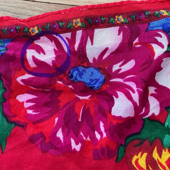 Vintage Liz Claiborne Multicolor Floral Silk Scarf - Picture 10 of 11